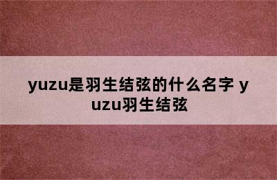 yuzu是羽生结弦的什么名字 yuzu羽生结弦